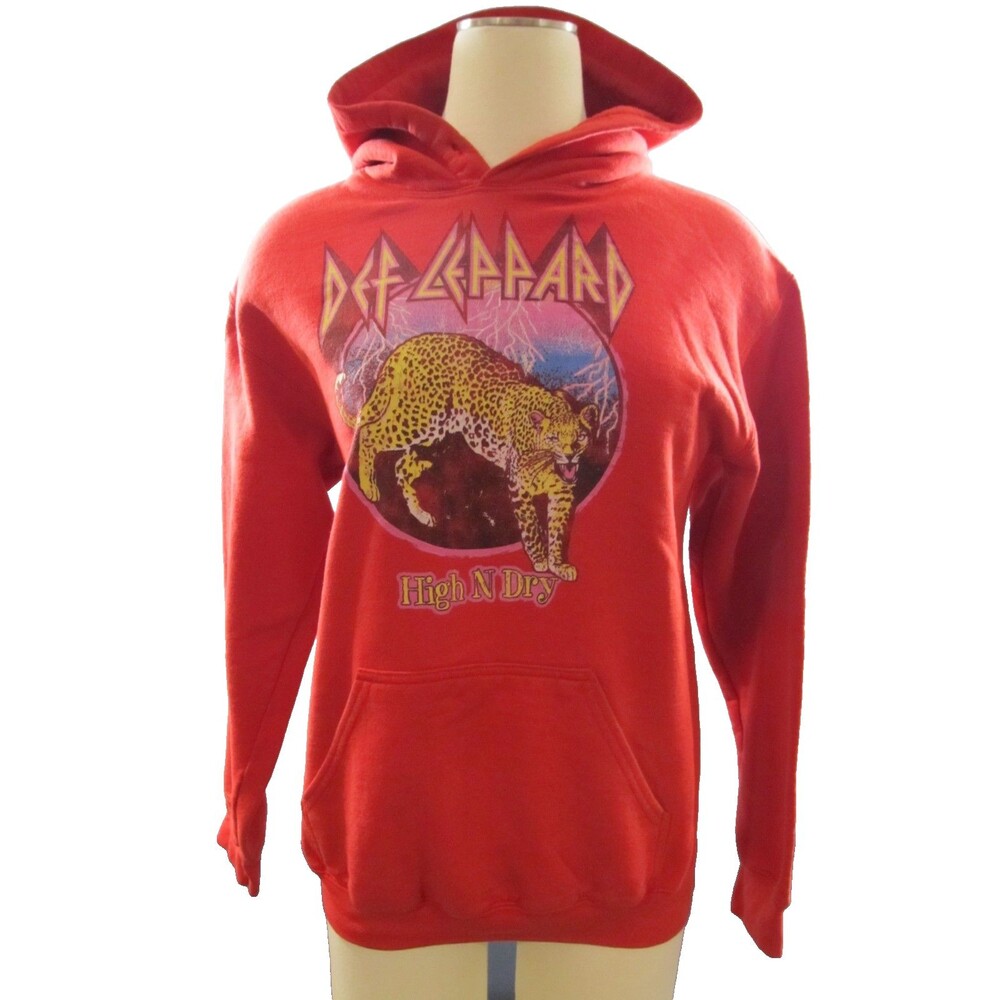 Def Leppard High N Dry Hoodie Youth Small S Red Rock Band Pullover Sweatshirt